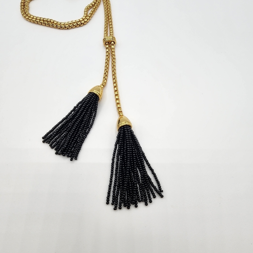 J. Crew Gold Tone and Black Beaded Offset Necklace - Picture 11 of 11